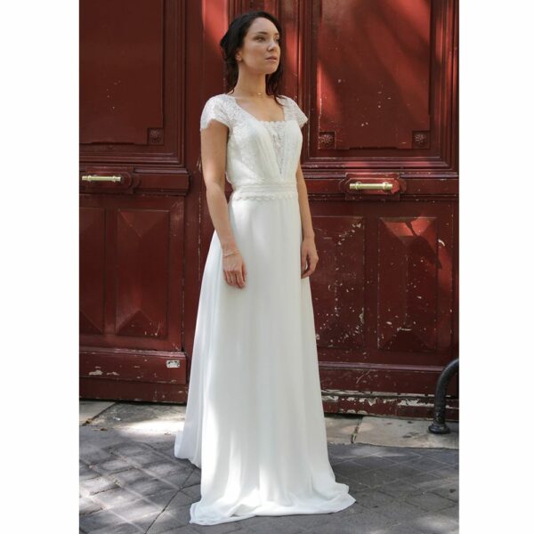 ROBE DE MARIEE BOHEME DENTELLE BO'M JEANNE ACHETER BOUTIQUE MARIAGE PARIS