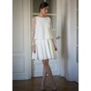 Atelier Camille - Robe courte blanche Balthazar. Robe de mariée manches longues dentelle et jupe corolle. Acheter en ligne et dans notre boutique à Paris