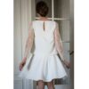 Atelier Camille - Robe courte blanche Balthazar. Robe de mariée manches longues dentelle et jupe corolle. Acheter en ligne et dans notre boutique à Paris