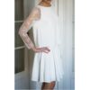 Atelier Camille - Robe courte blanche Balthazar. Robe de mariée manches longues dentelle et jupe corolle. Acheter en ligne et dans notre boutique à Paris