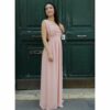 Robe longue plissée rose. Robe chic pour mariage et évènement à moins de 200€. Acheter en ligne ou en boutique à Paris