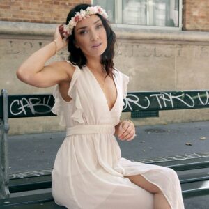 Robe mi-longue rose nude