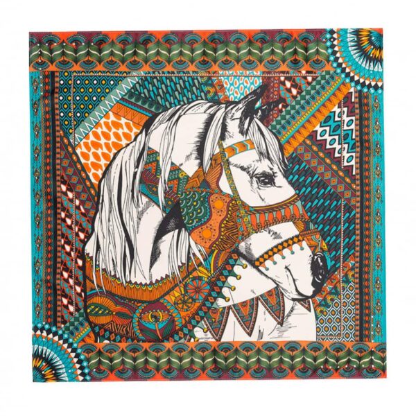 Amenapih Mini foulard Gypsyhorse Blue. Accessoire femme foulard cadeau motif cheval. Acheter en ligne ou boutique Paris 11ème