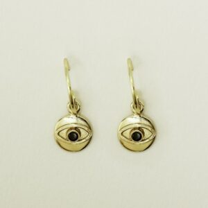 Boucles d'oreille anneaux et petit pendentif oeil. Bijou fait main créatrice bijoux design oeil yeux. Acheter boutique Paris et en ligne