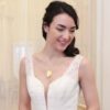 Collier collection Plumetti feuille or et pierre de lune pour mariée ou quotidien. Acheter boutique mariage Paris et en ligne