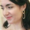 Boucles d'oreille collection Plumetti pendantes anneaux ovales pour mariée ou quotidien. Acheter boutique Paris et en ligne