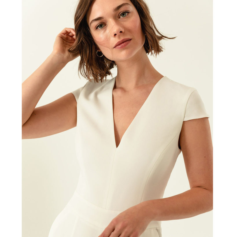 Combinaison Pantalon Blanc Ivoire A Petites Manches Pivoines And Love