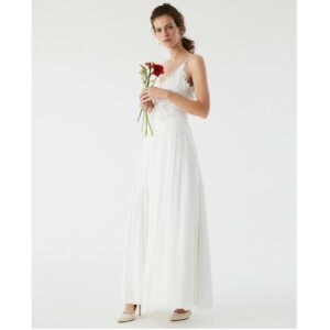 Jupe longue de mariée blanc ivoire. Jupe longue plissée simple et bohème. Petits prix. Acheter en ligne et boutique Paris
