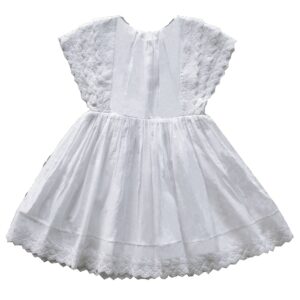 Robe fille Sophie Les Petits Inclassables baptême cérémonie et cortège pour petite fille. Robe blanche manches courtes rétro vintage. Dispo boutique Paris