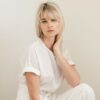 By Romance - Top blanc de mariée Hester. Top jolie matière blanc ivoire. Tenue de mariage ensemble stylé. Acheter boutique Paris et en ligne