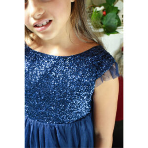 Robe fille Stella bleu nuit Les Petits Inclassables de style glitter chic pour noel et fêtes de famille. Acheter boutique Paris