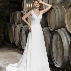 Robe de mariée longue dentelle fleurie Delphine