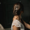 Pic à chignon Firmin perles transparentes et feuille dorée