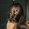 Pic à chignon Firmin perles transparentes et feuille dorée