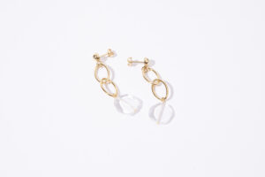 Boucles d'oreille Flap doré et transparent Pivoines and love