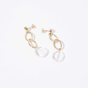 Boucles d'oreille Flap doré et transparent Pivoines and love