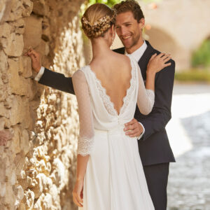Robe de mariée dentelle et manches trois quart Maelia