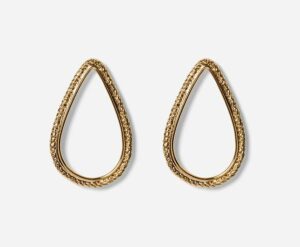 Boucles d'oreille goutte Neptune dorées. Bijou accessoire mariée créateur fait main en France. Acheter boutique Paris ou en ligne.