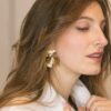 Boucles d'oreille mobiles dorées Gingko. Bijou mariage petit prix. Accessoire de mariée. Acheter en ligne eshop et boutique showroom Paris