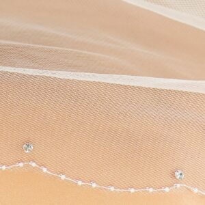 Voile de mariée long 1 couche en tulle, strass Swarovski et perles de verre. Accessoire mariage petits prix. Boutique concept-store paris et eshop
