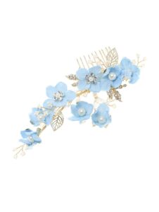 Peigne à chignon de mariée fleurs en tissu, perles et strass. Accessoire de cheveux mariage. Achat en ligne ou boutique mariage paris coiffure
