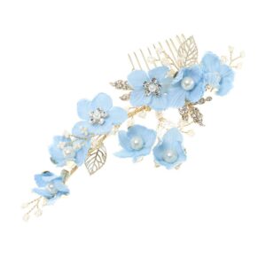 Peigne à chignon de mariée fleurs en tissu, perles et strass. Accessoire de cheveux mariage. Achat en ligne ou boutique mariage paris coiffure