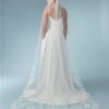 Voile long en tulle avec motif de fleurs et de feuilles en dentelle avec des paillettes sans rabat. Acheter boutique mariage Paris. Eshop mariage en ligne