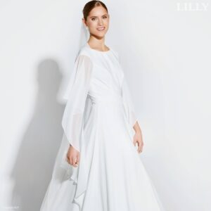 Etole fine crêpe ivoire Lilly . Châle, boléro, étole, cape mariée blanche accessoire. Acheter boutique mariage Paris. En ligne.