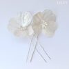 Set de 2Pics à chignon de mariée fleurs et perles. Accessoire de cheveux mariage. Achat en ligne ou boutique mariage paris coiffure