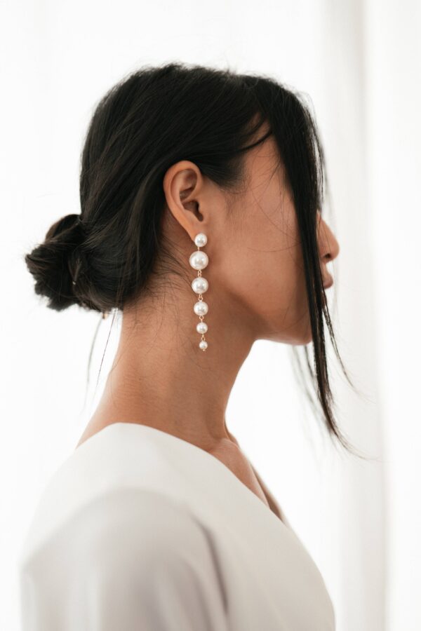 Boucles d’oreille de mariée pendantes grosses Perles