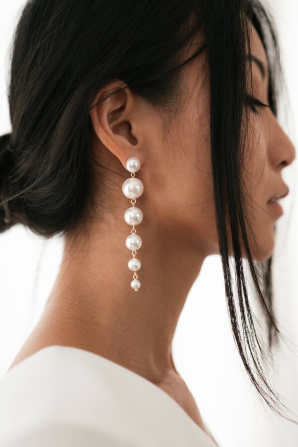 Boucles d’oreille de mariée pendantes grosses Perles