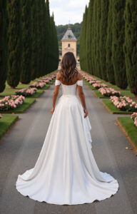 Robe Lilou courte et longue 2 en 1. Nouveauté qu'on adore ! Une robe vraiment parfaite pour un mariage civil puis la fête. Elle est composée d'une robe courte simple en crepe blanc cassé, et d'une surjupe courte pour un effet traîne, qui peut s'ôter quand vous le souhaitez. On adore ses manches tombantes, très tendance Ce modèle fait partie de nos pépites créateurs. A essayer chez Pivoines and love sur RDV. Dispo sur commande environ 5 mois de délai, de la taille 32 à la taille 60
